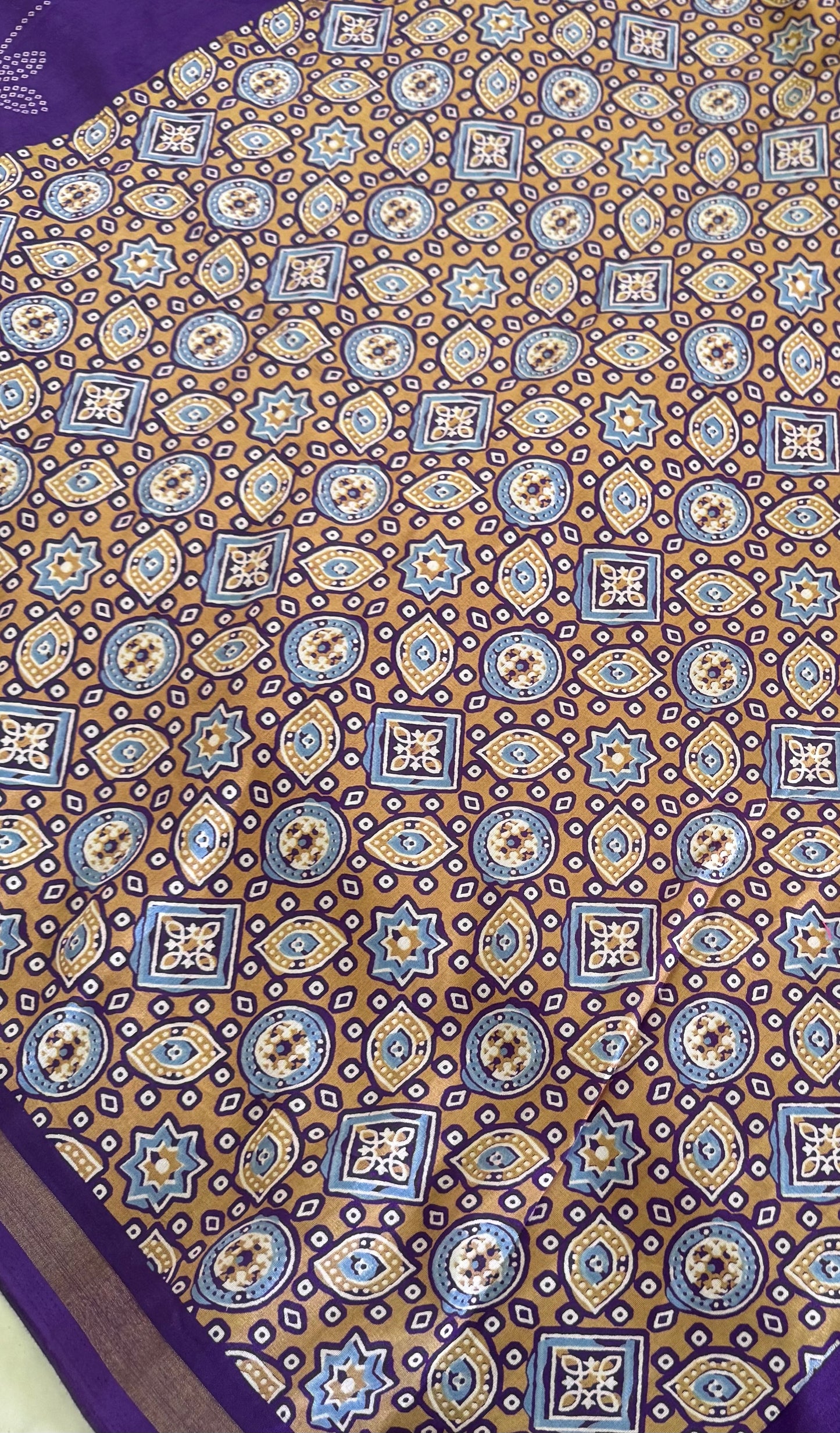 Printed Semi Dola Silk Sarees with Ajrak Pallu| DSM125