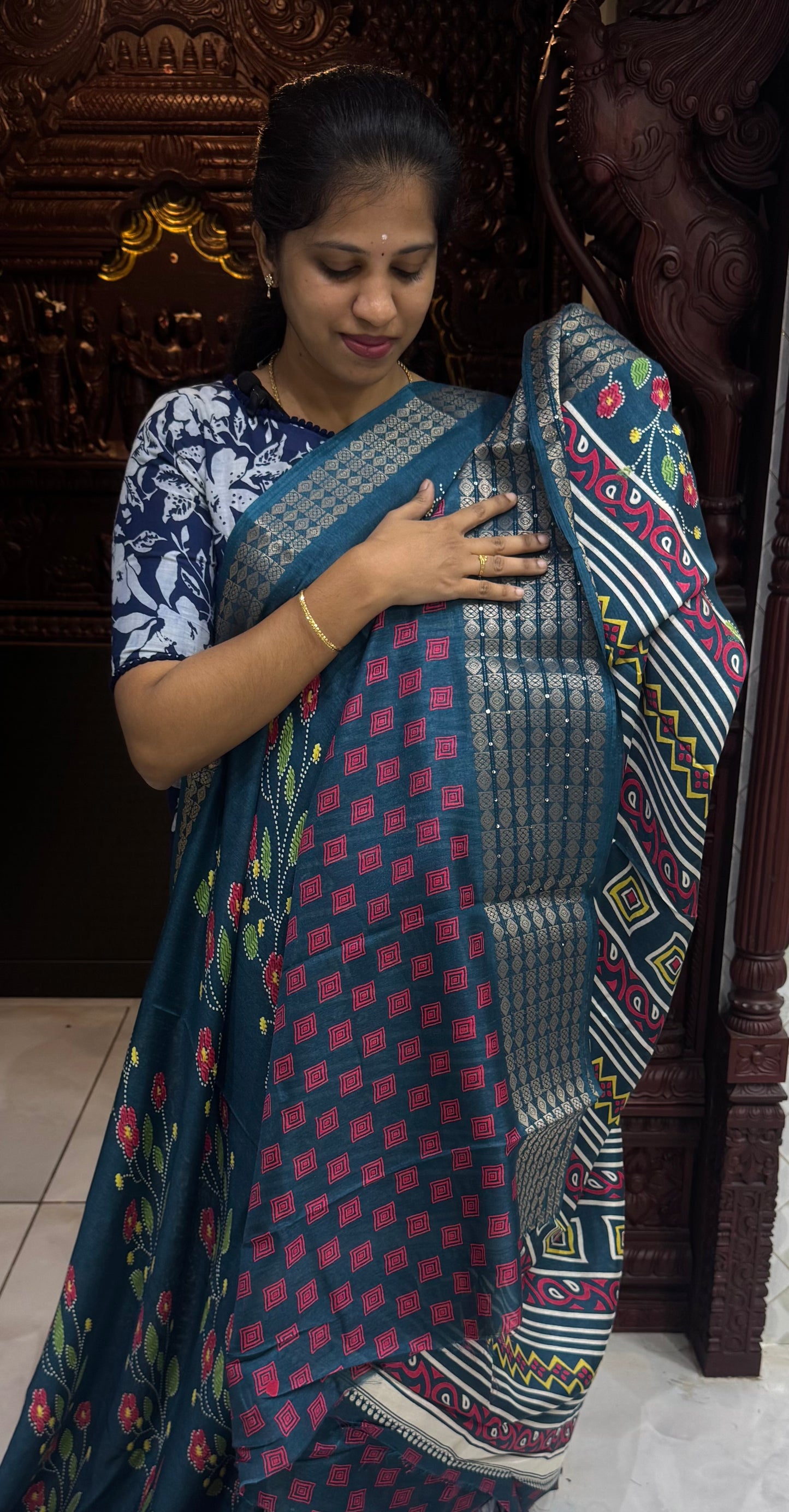Semi Dola Silk Sarees with Sequins Border | DSM023