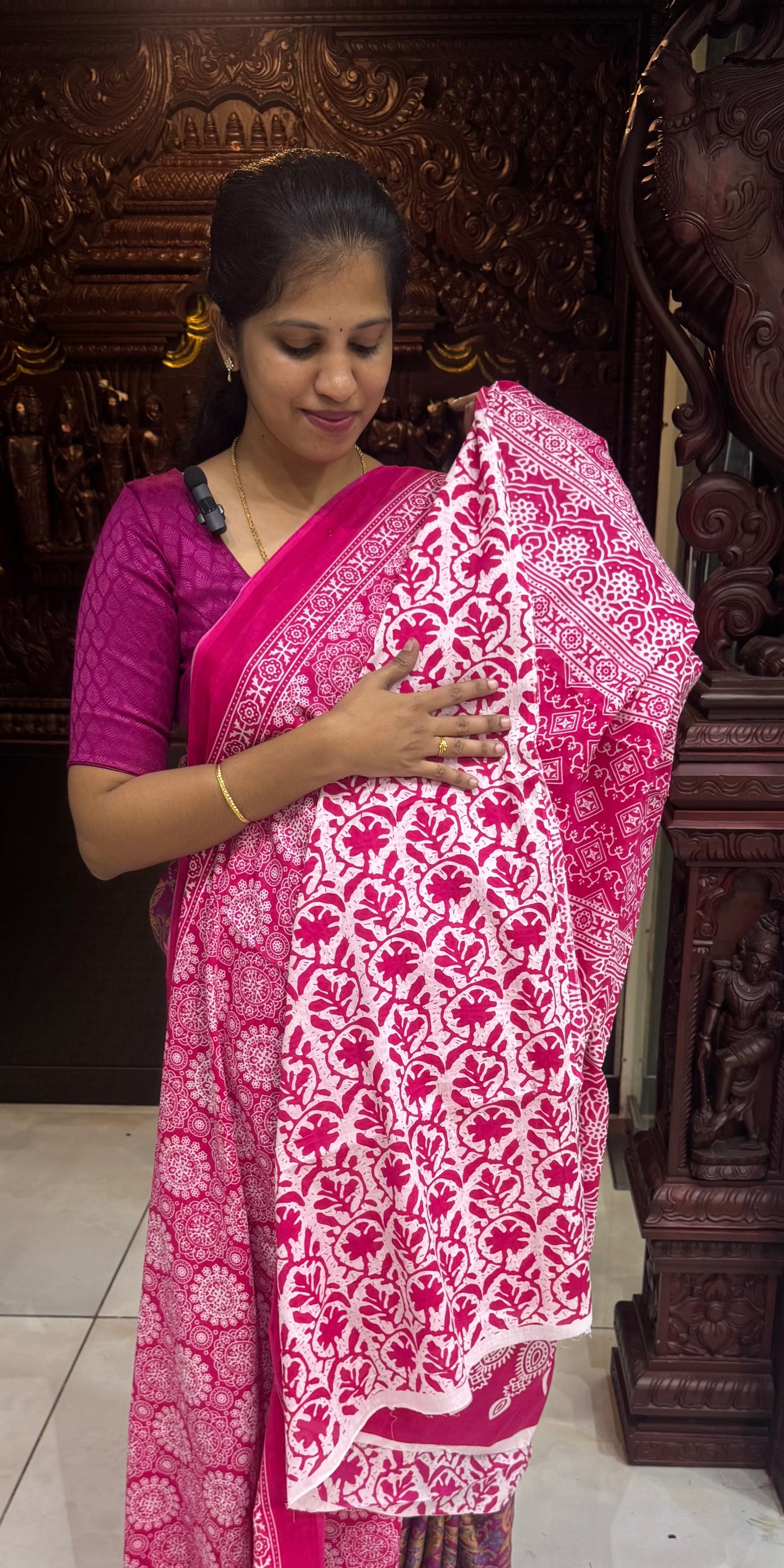 Handblock Print MulMul Cotton Sarees | DSAN001