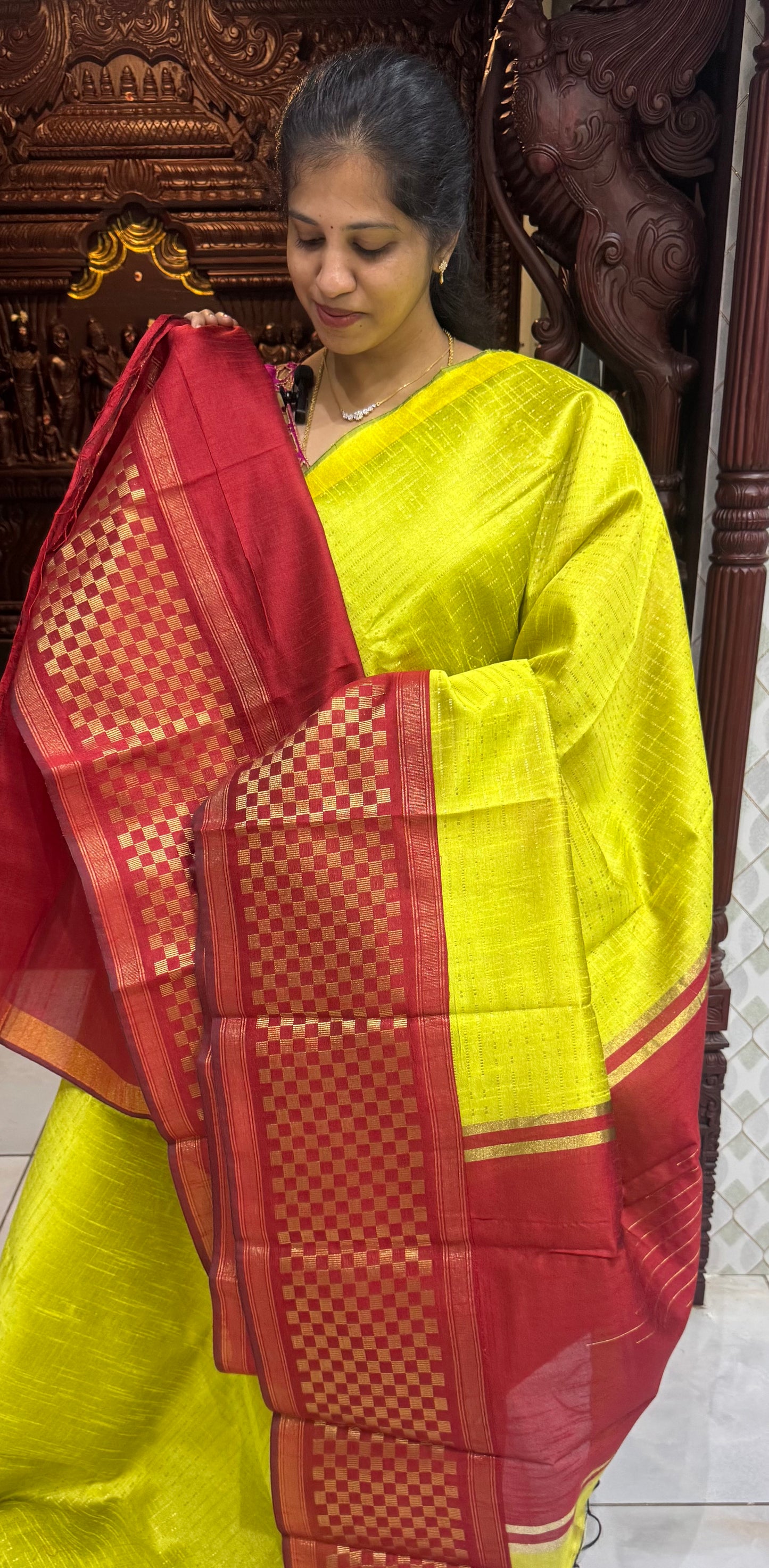 Semi Raw Silk Sarees with Checks Border 1905| DSAD029