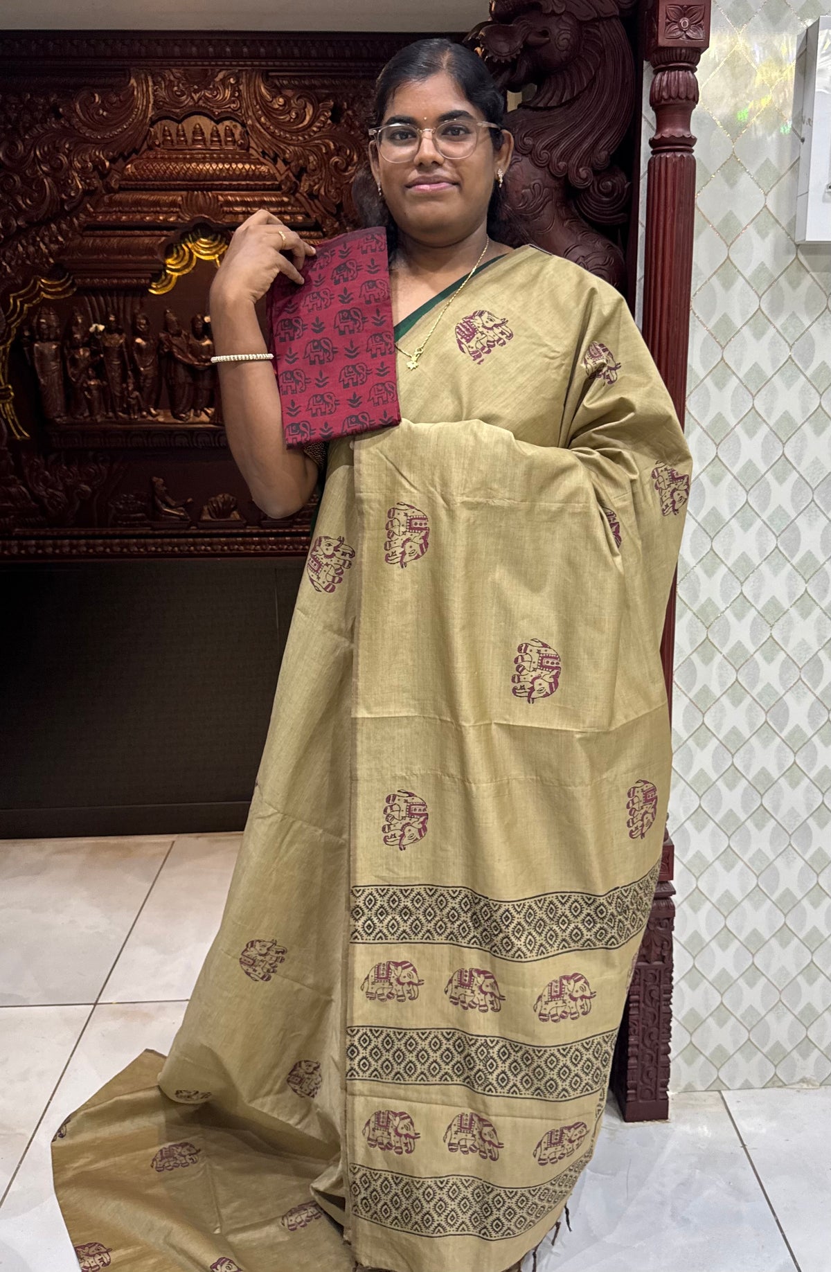 South Mix Cotton Sarees With Additional Printed Blouse | DSAO001