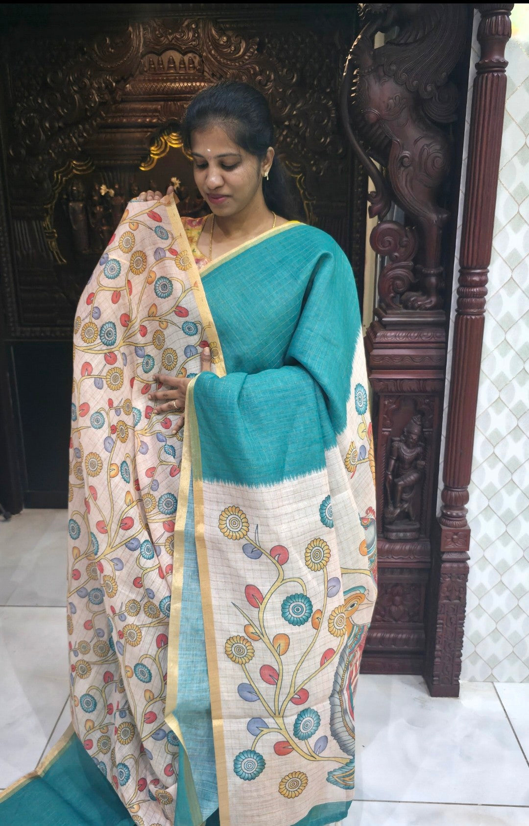 Fancy Cotton Sindoori Checks Sarees | DSAD024