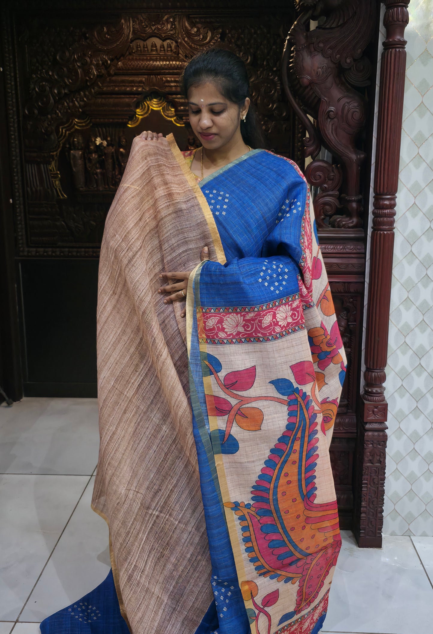 Fancy Cotton Sindoori Checks Sarees | DSAD024