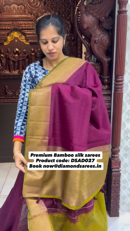 Premium Bamboo silk sarees
Product code: DSAD027
Book now@diamondsarees.in