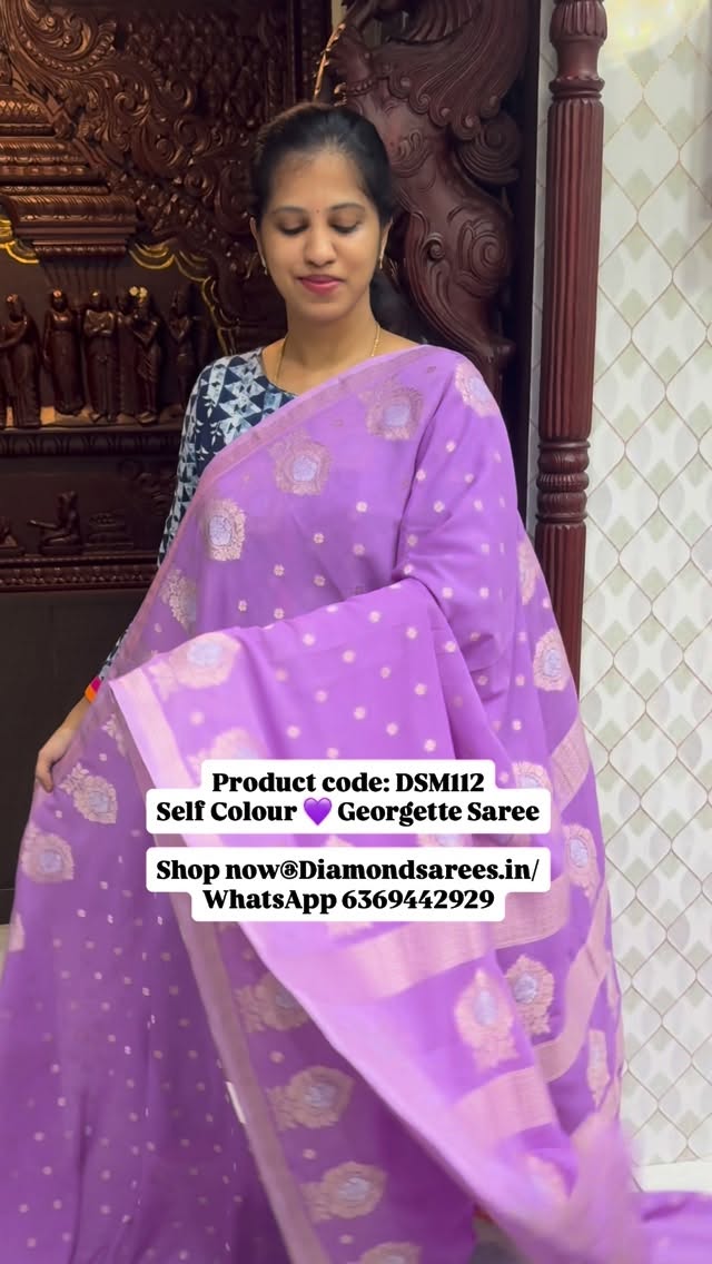 Product code: DSM112
Self Colour 💜 Georgette Saree

Shop now@Diamondsarees.in/
WhatsApp 6369442929