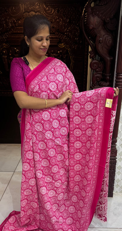 Handblock Print MulMul Cotton Sarees | DSAN001