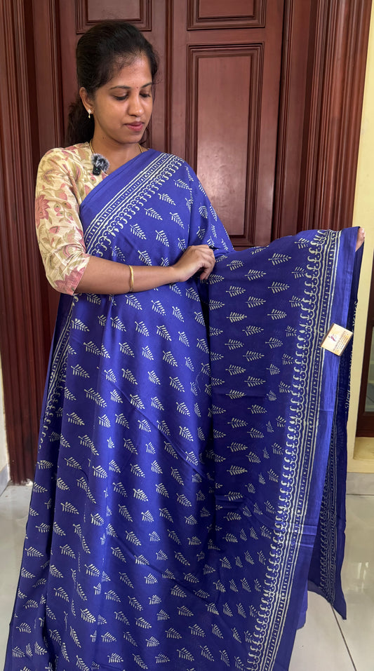 Handblock Print MulMul Cotton Sarees | DSAN002
