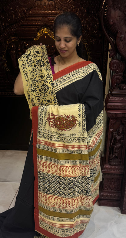 Handblock Print MulMul Cotton Sarees | DSAN001