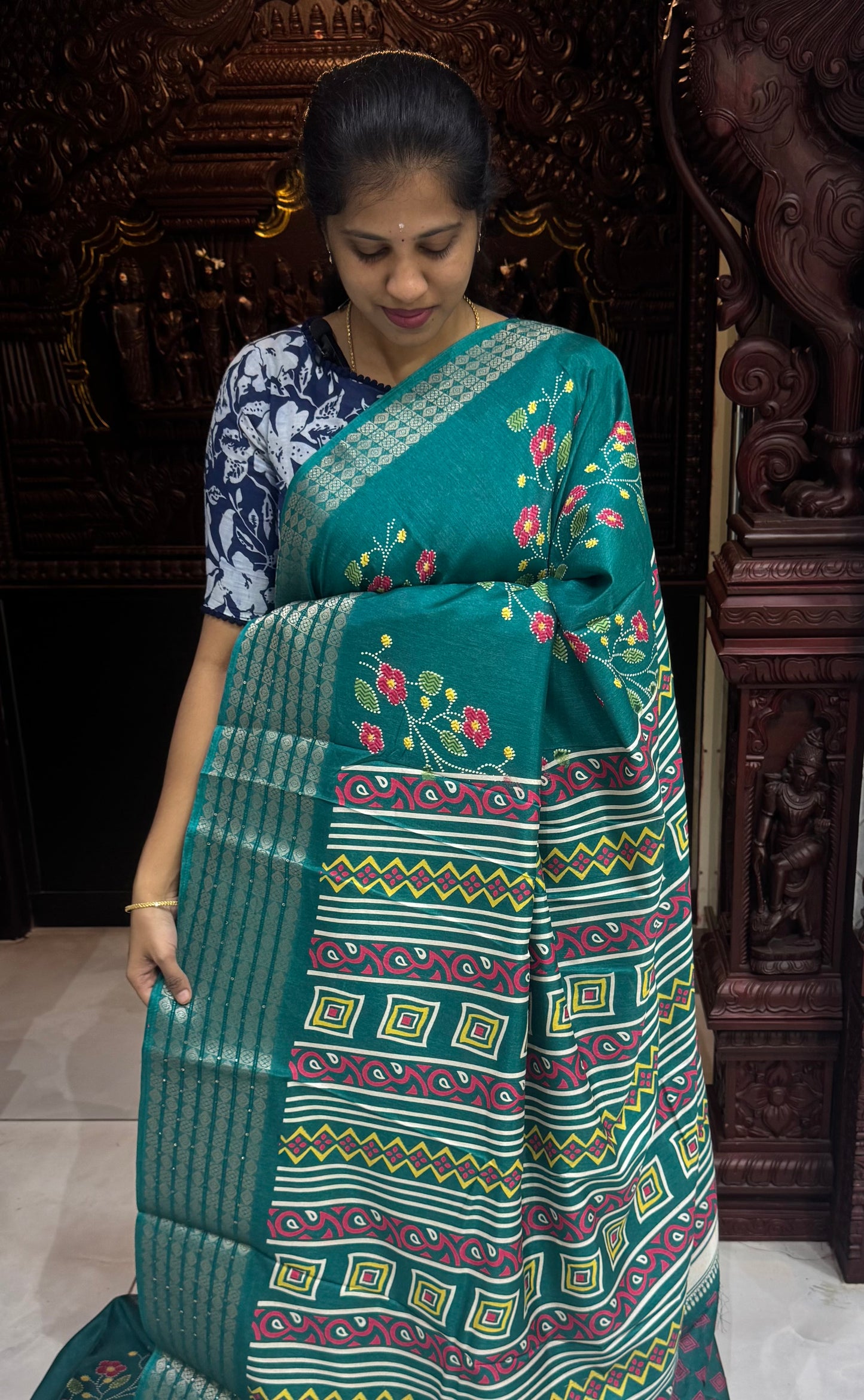 Semi Dola Silk Sarees with Sequins Border | DSM023
