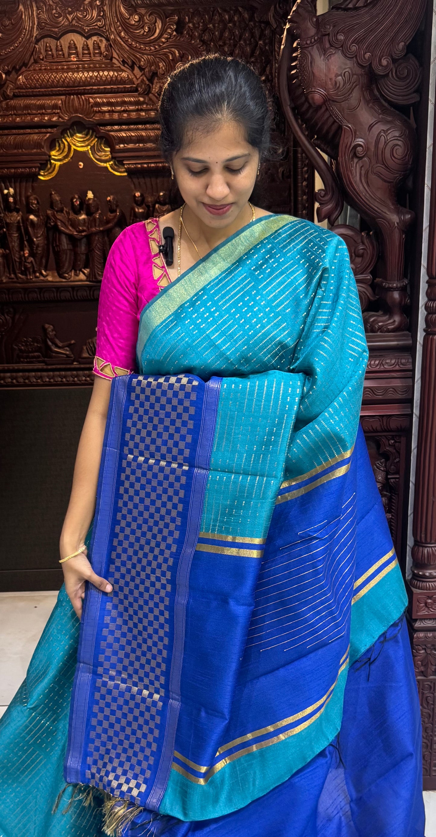 Semi Raw Silk Sarees with Checks Border 1905| DSAD029