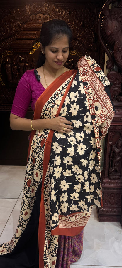 Handblock Print MulMul Cotton Sarees | DSAN001
