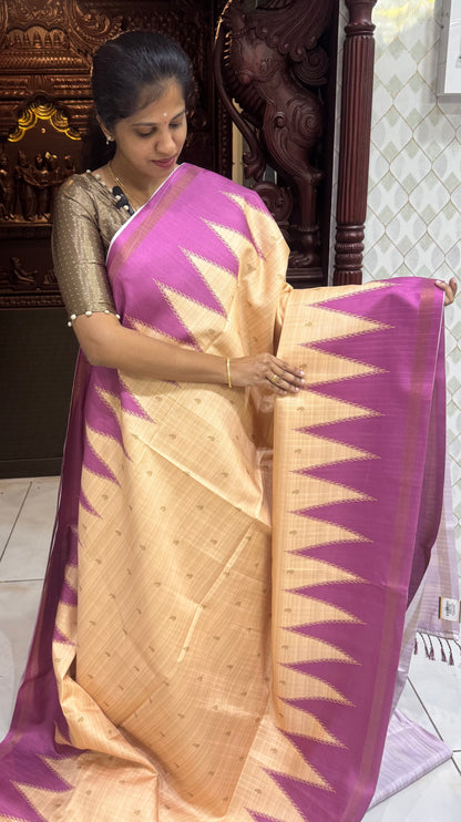 Art Tussar Silk Sarees With Temple Border | DSM120