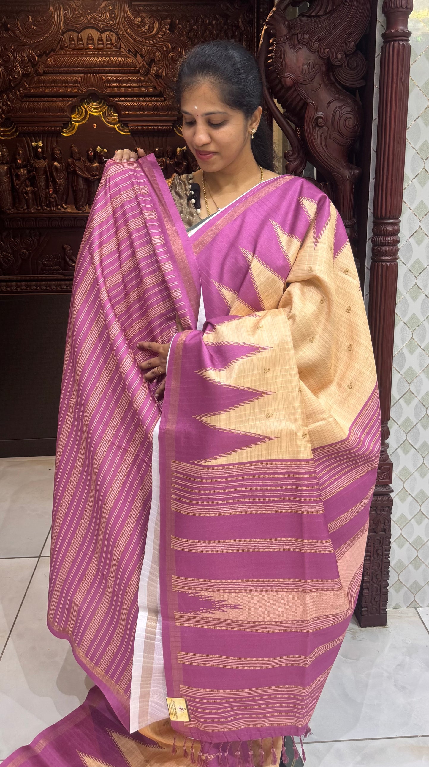 Art Tussar Silk Sarees With Temple Border | DSM120