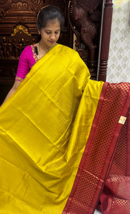 Semi Raw Silk Sarees with Checks Border 1905| DSAD029