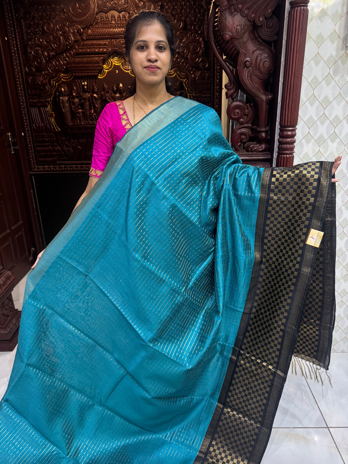 Semi Raw Silk Sarees with Checks Border 1905| DSAD029