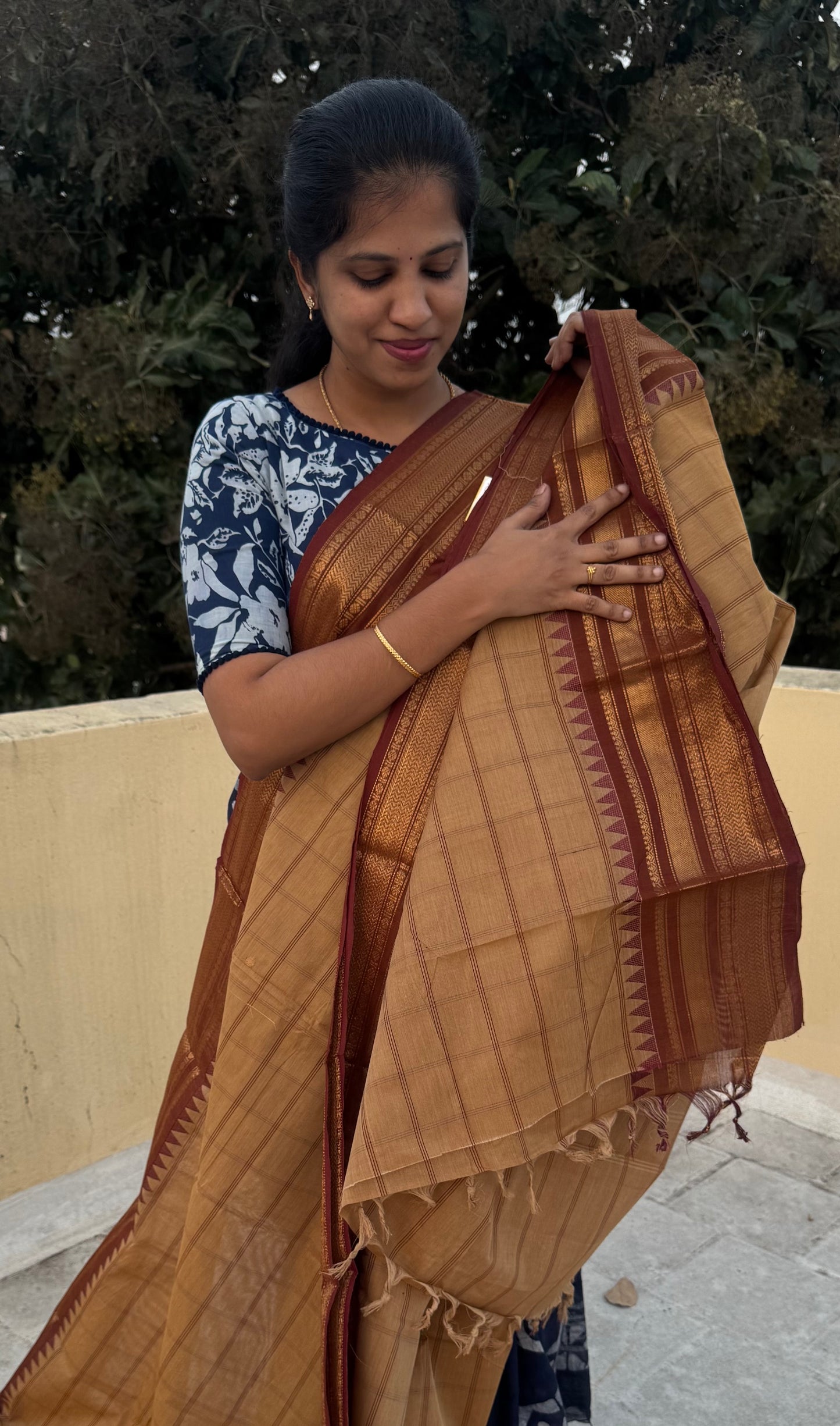 Handloom Kanchi Cotton Saree with Kattam Butta| DSAF003