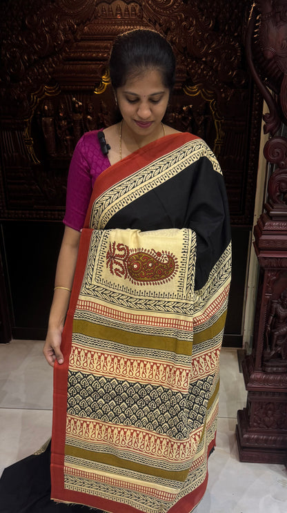 Handblock Print MulMul Cotton Sarees | DSAN001