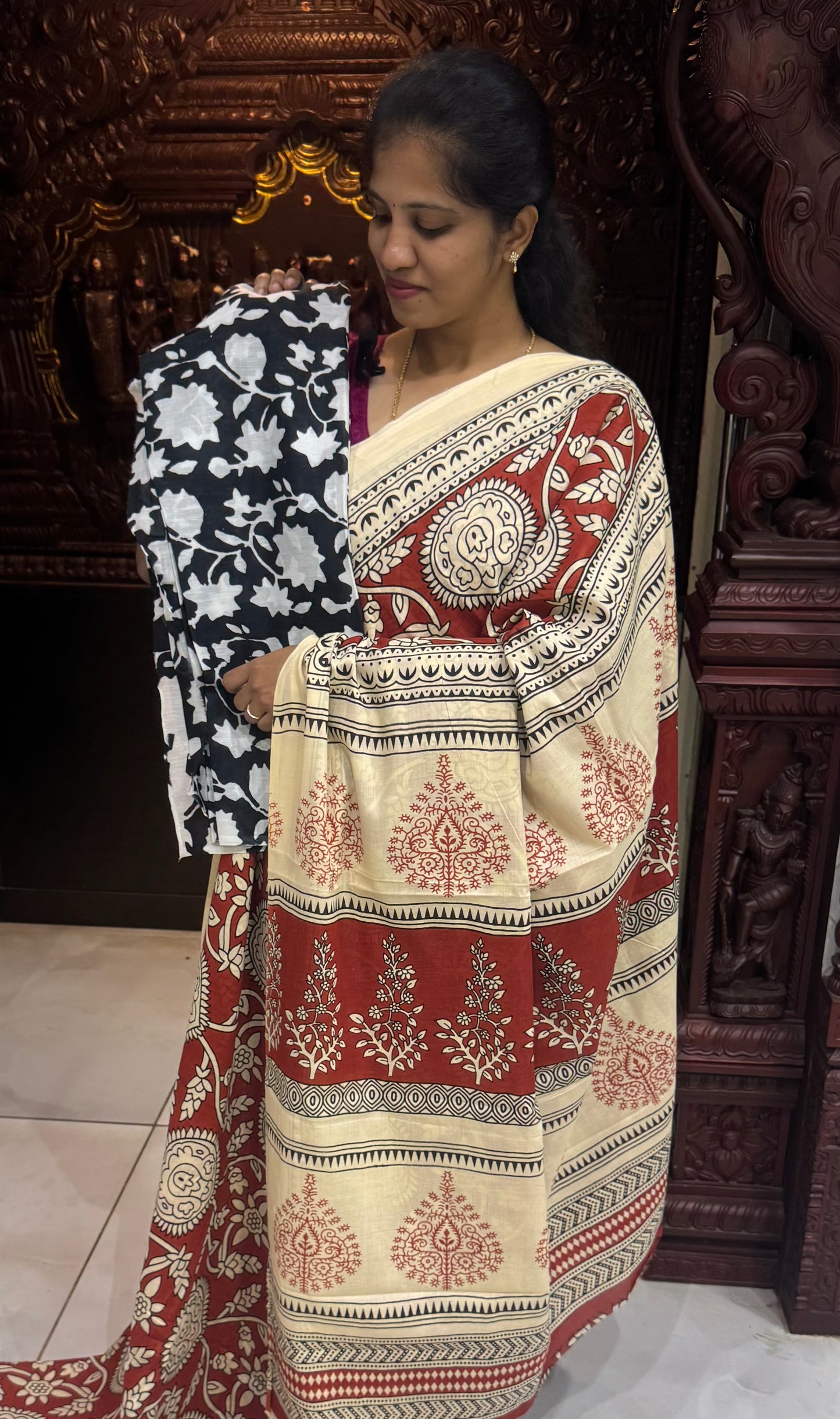 Handblock Print MulMul Cotton Sarees | DSAN001