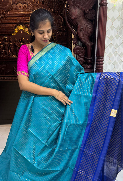 Semi Raw Silk Sarees with Checks Border 1905| DSAD029