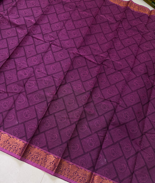 Kovai Pure Cotton Embossed Saree| DSO002