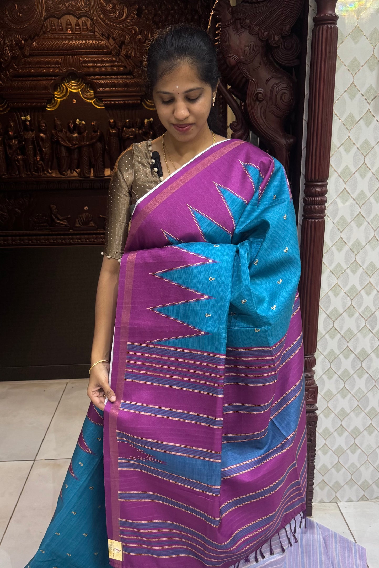 Art Tussar Silk Sarees With Temple Border | DSM120