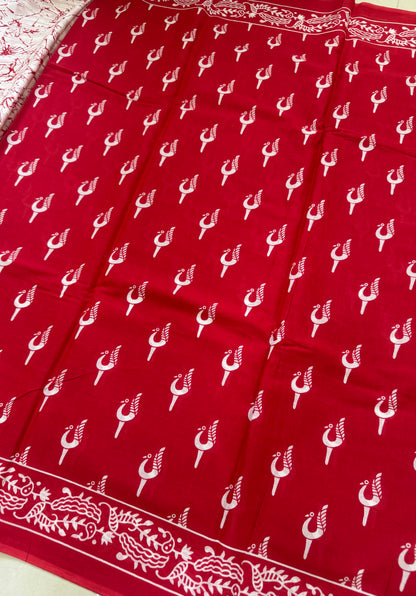 Handblock Print MulMul Cotton Sarees | DSAN001