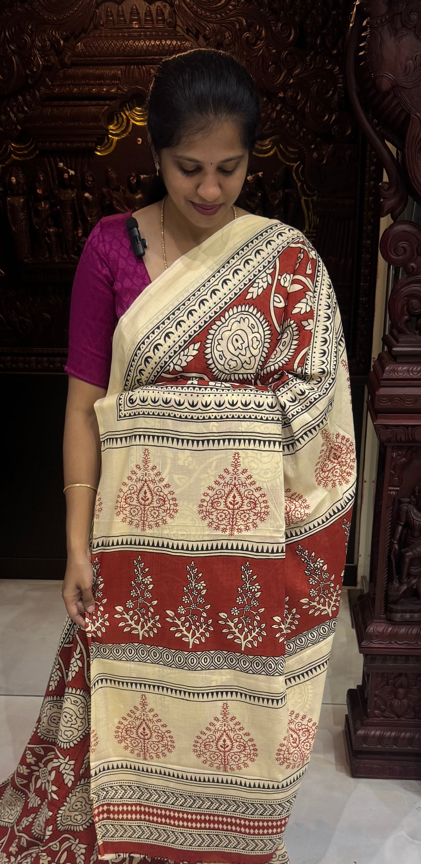 Handblock Print MulMul Cotton Sarees | DSAN001