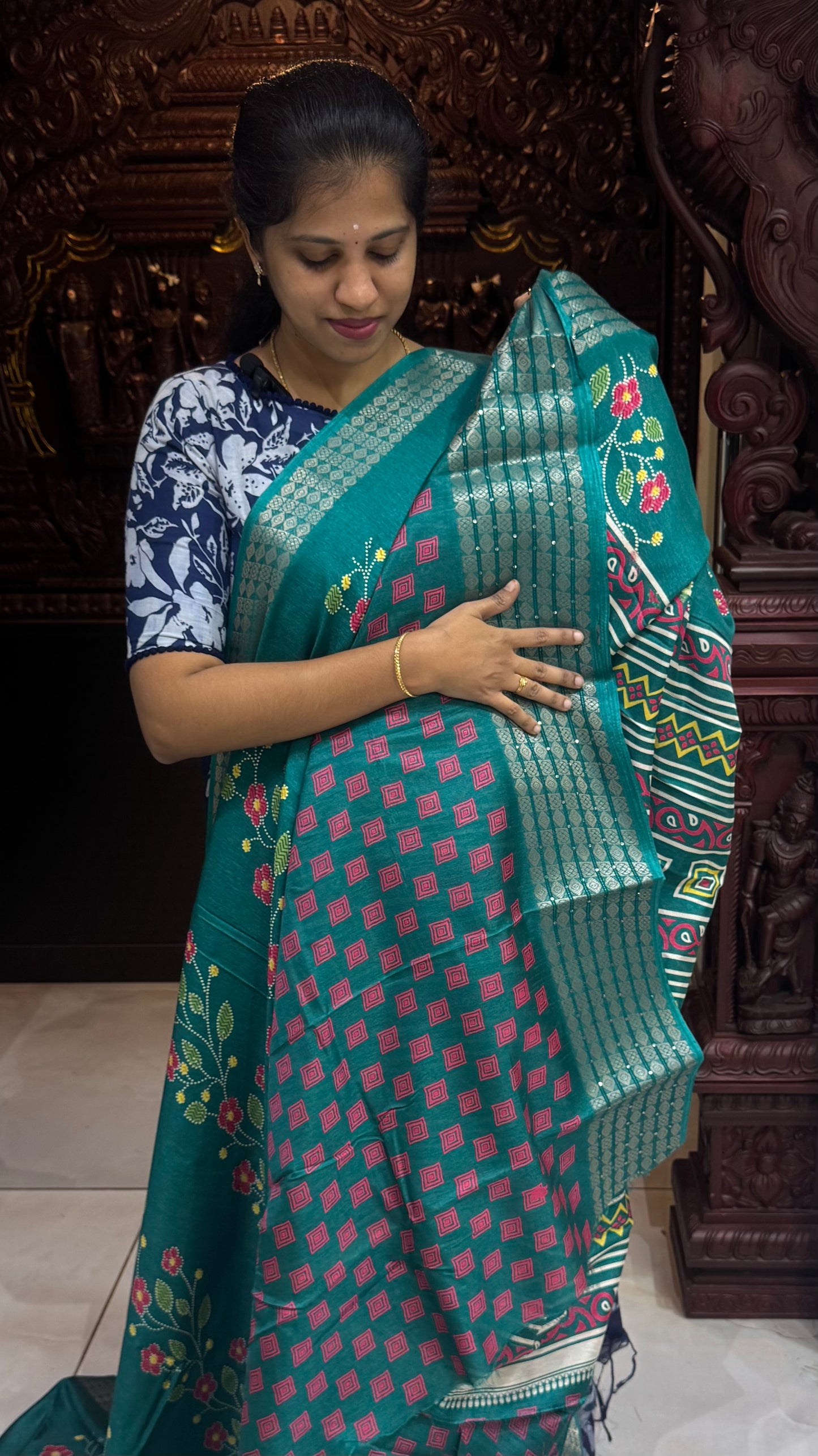 Semi Dola Silk Sarees with Sequins Border | DSM023