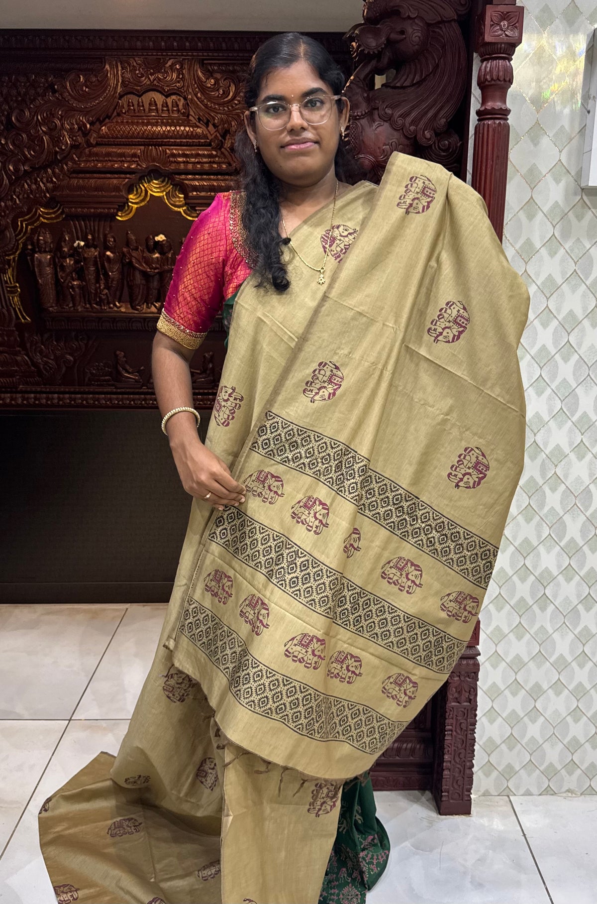 South Mix Cotton Sarees With Additional Printed Blouse | DSAO001