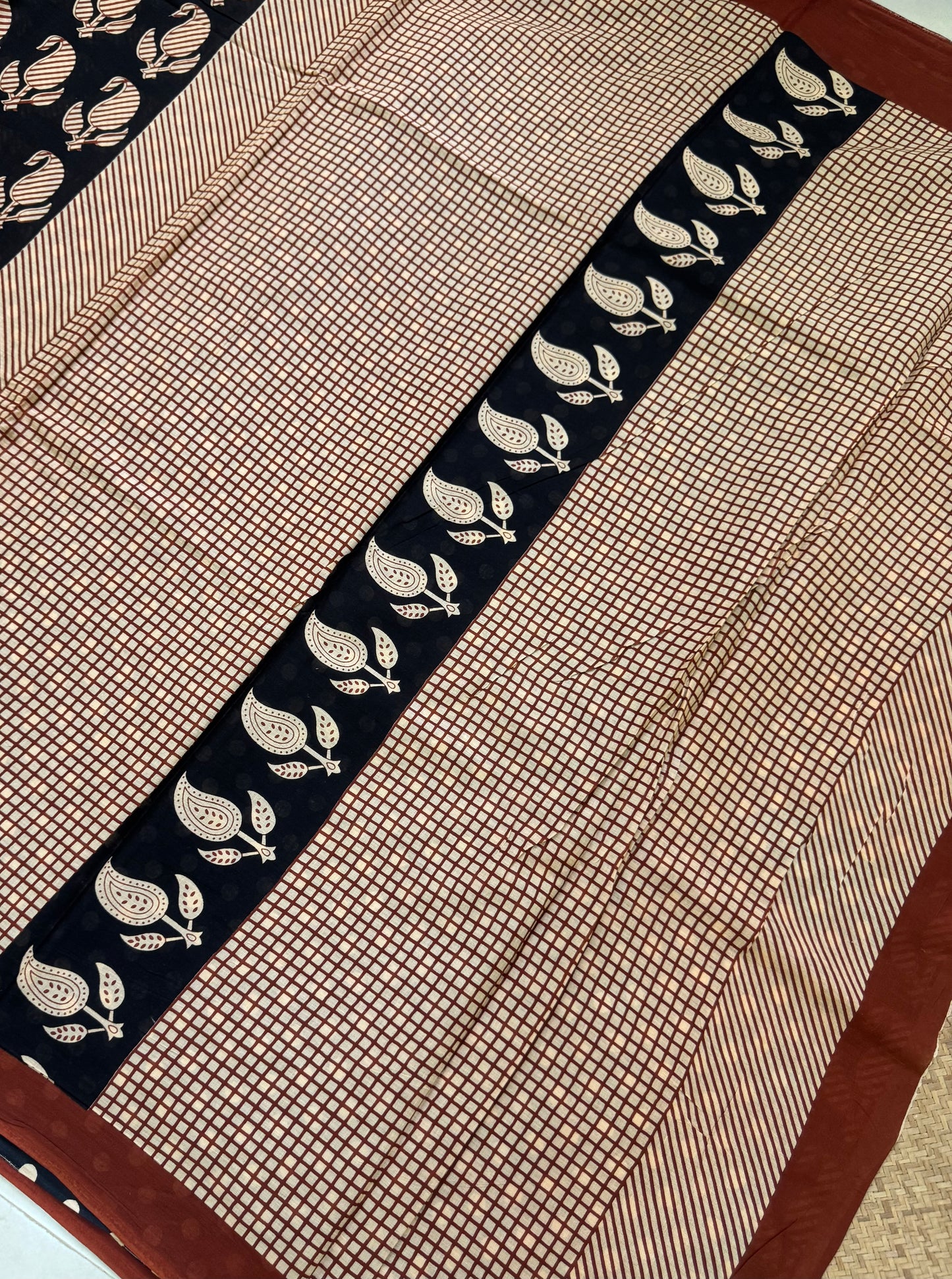 Handblock Print MulMul Cotton Sarees | DSAN001