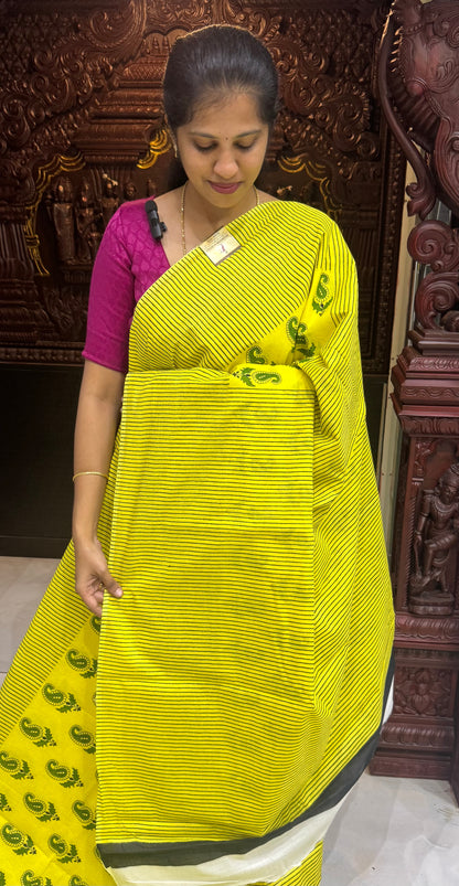 Handblock Print MulMul Cotton Sarees | DSAN001