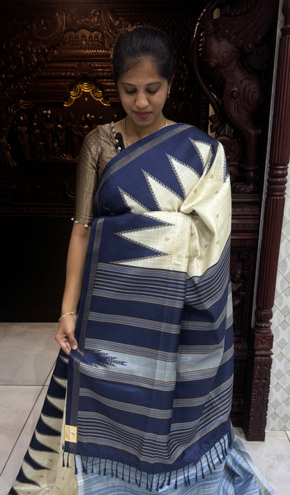 Art Tussar Silk Sarees With Temple Border | DSM120