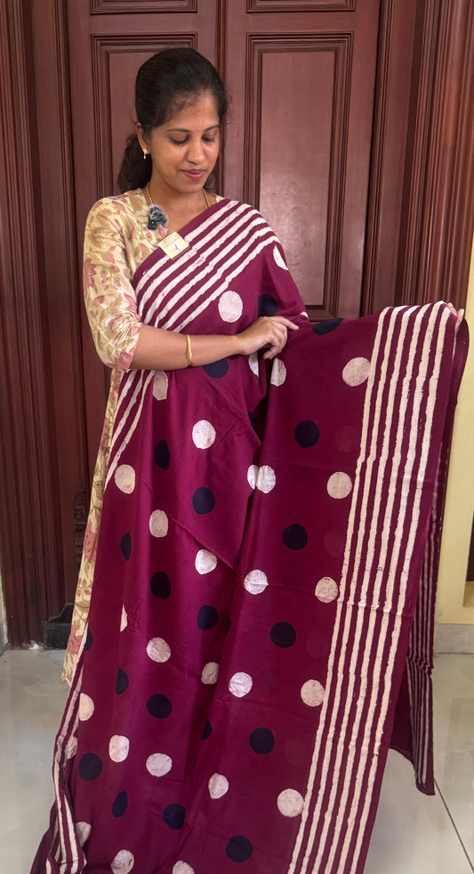 Handblock Print MulMul Cotton Sarees | DSAN002