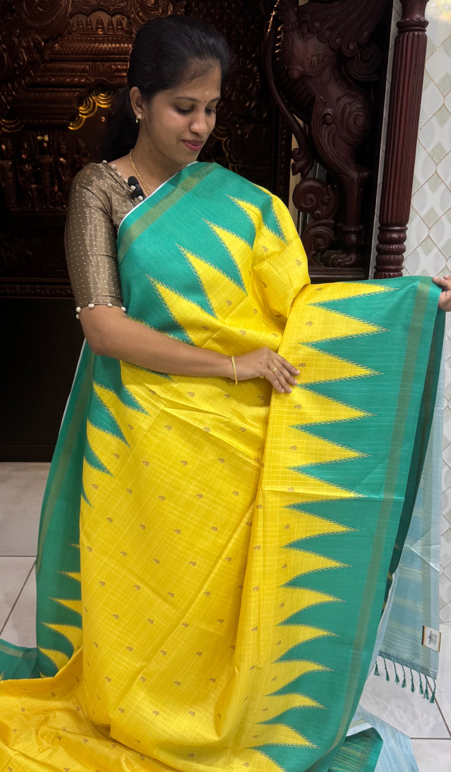 Art Tussar Silk Sarees With Temple Border | DSM120
