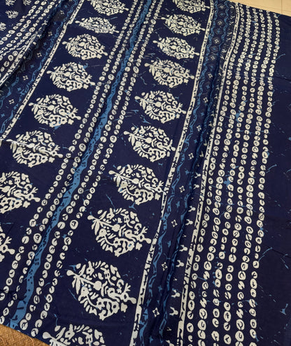 Handblock Print MulMul Cotton Sarees | DSM098