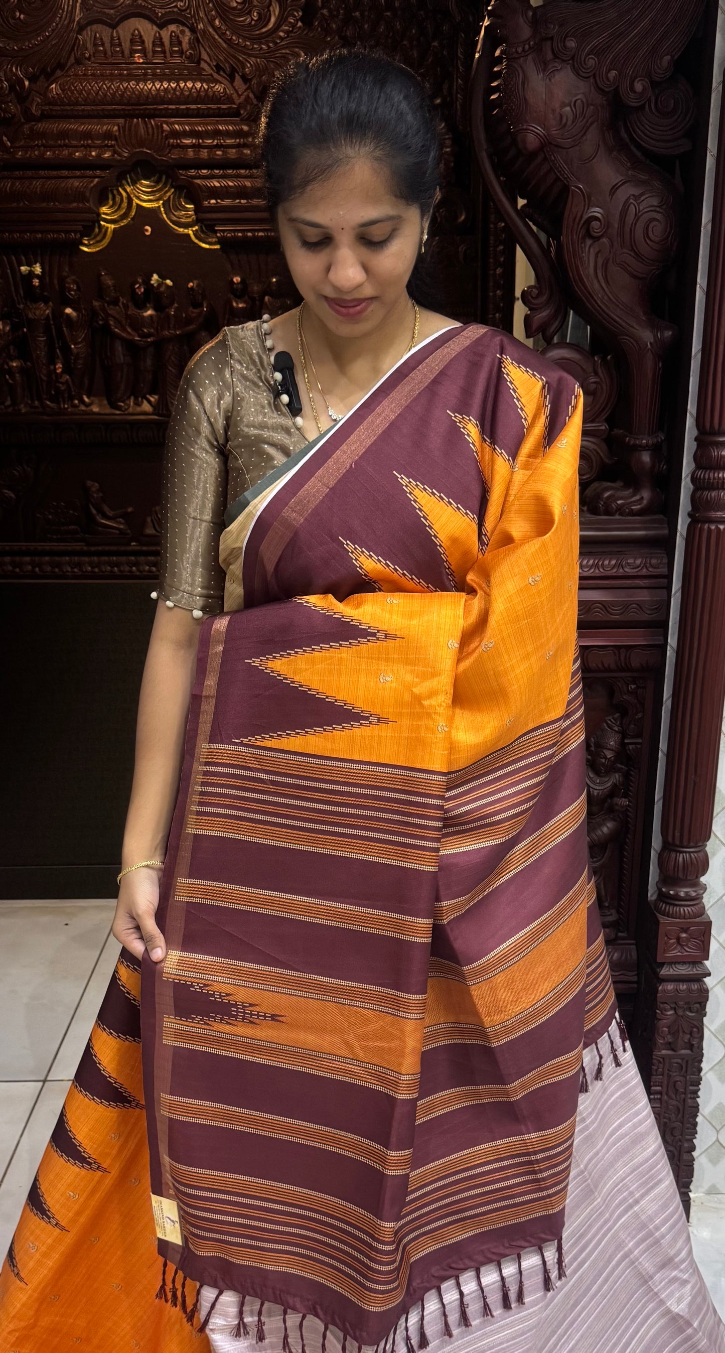Art Tussar Silk Sarees With Temple Border | DSM120