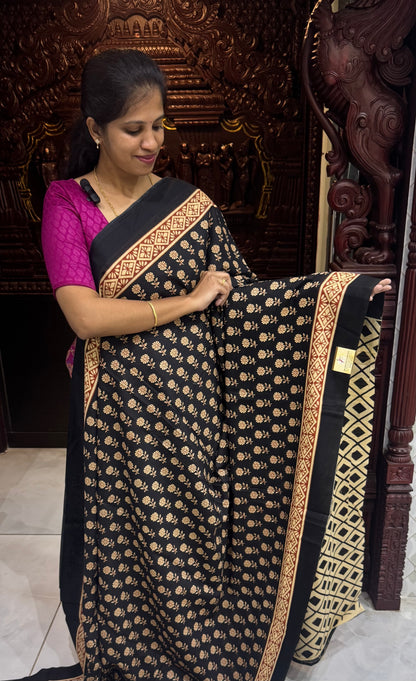 Handblock Print MulMul Cotton Sarees | DSAN001