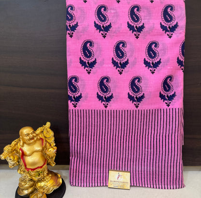 Handblock Print MulMul Cotton Sarees | DSAN001