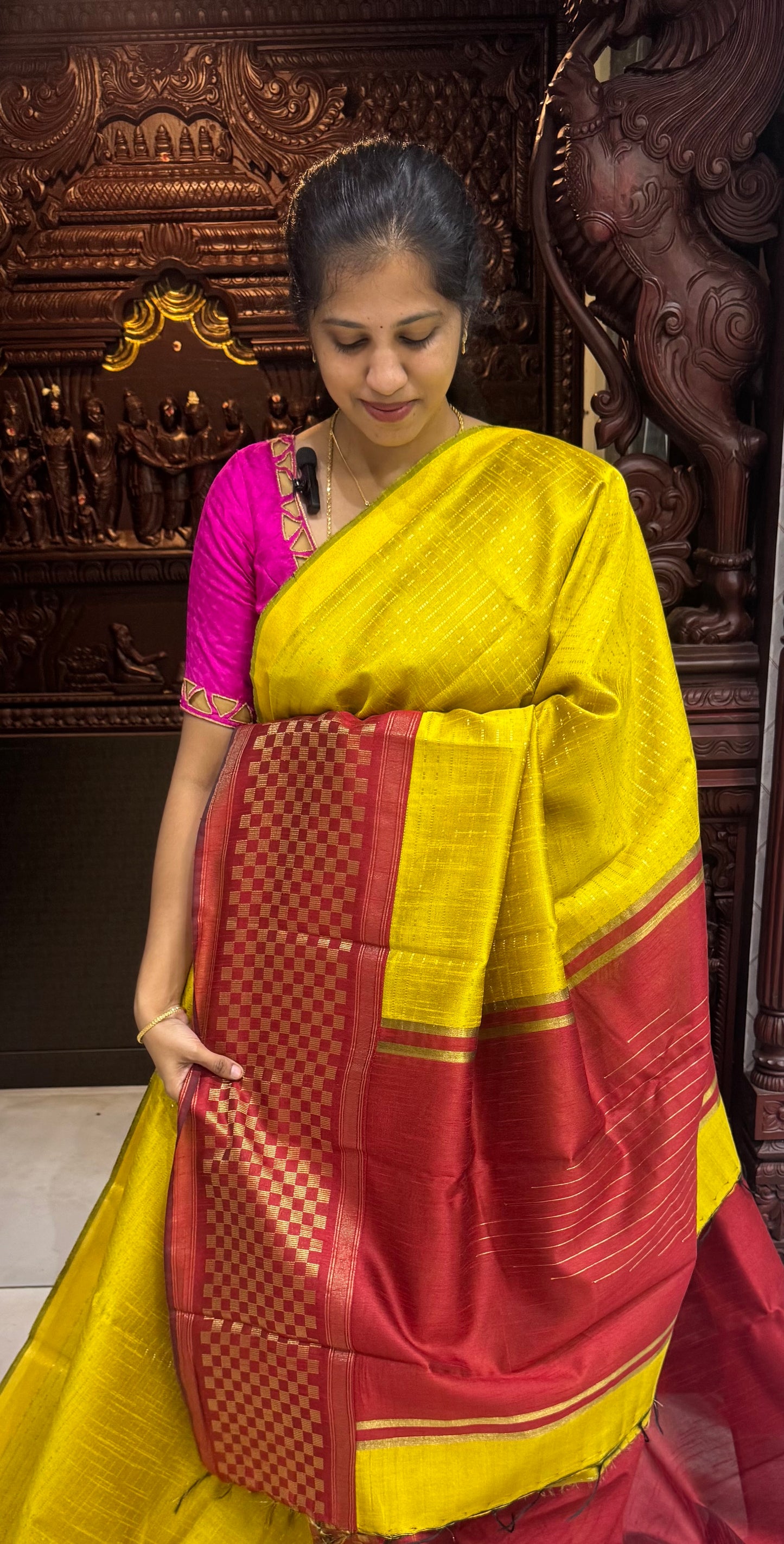 Semi Raw Silk Sarees with Checks Border 1905| DSAD029