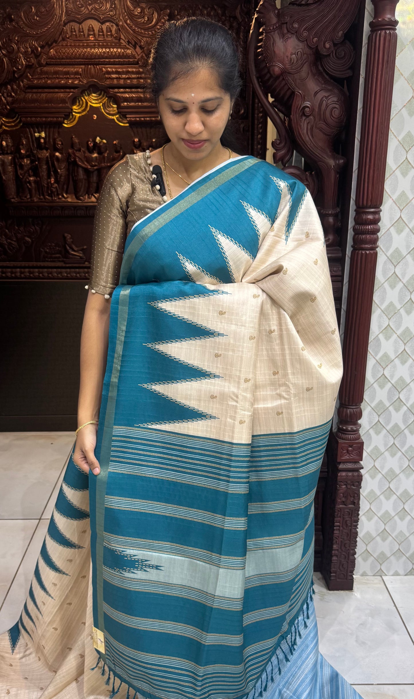 Art Tussar Silk Sarees With Temple Border | DSM120