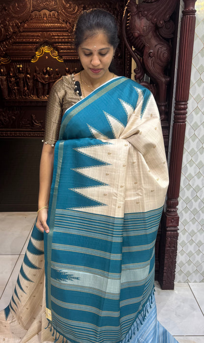 Art Tussar Silk Sarees With Temple Border | DSM120