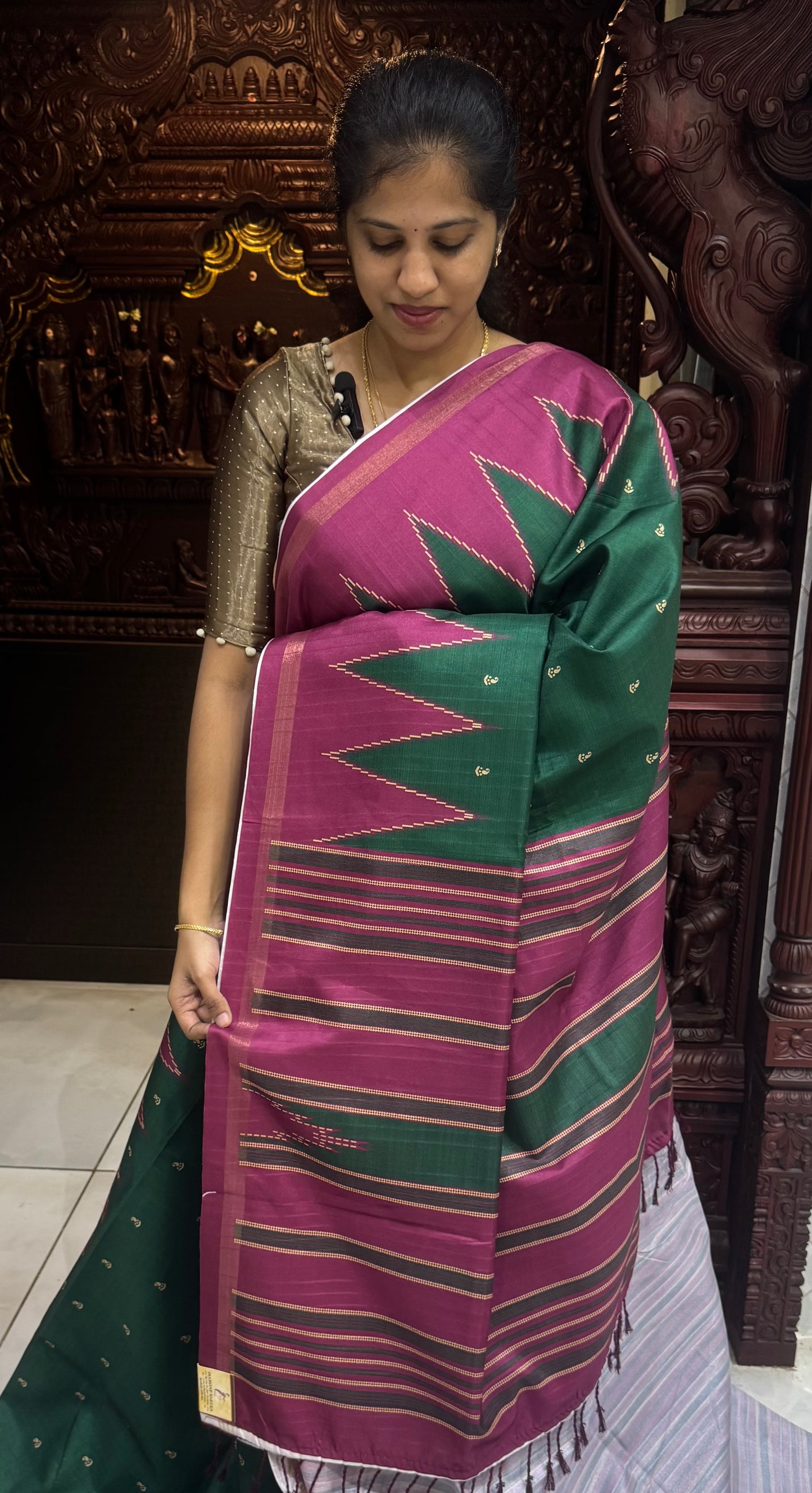 Art Tussar Silk Sarees With Temple Border | DSM120