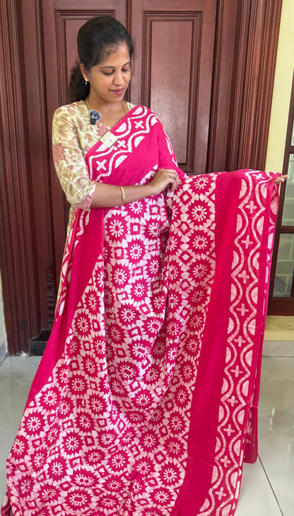 Handblock Print MulMul Cotton Sarees | DSAN002