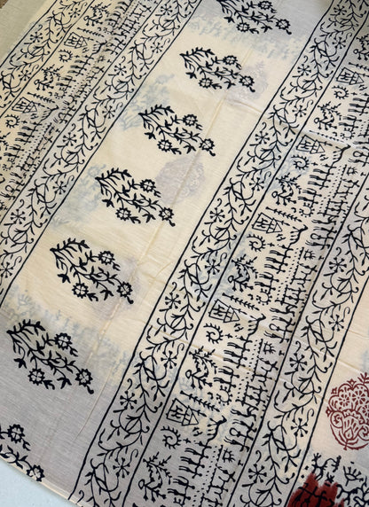 Handblock Print MulMul Cotton Sarees | DSAN001
