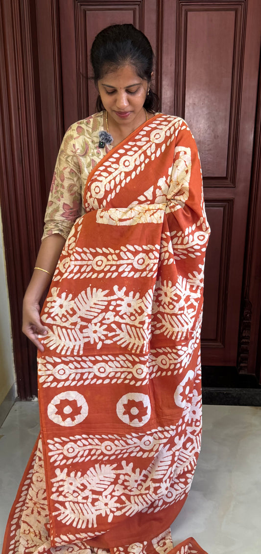 Handblock Print MulMul Cotton Sarees | DSAN002