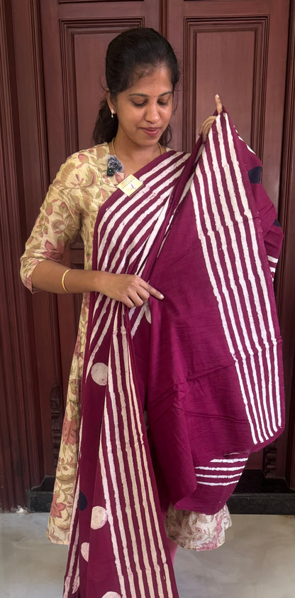 Handblock Print MulMul Cotton Sarees | DSAN002