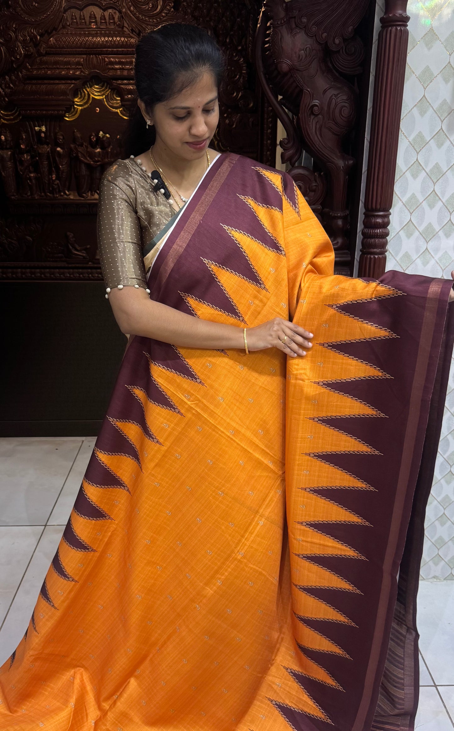 Art Tussar Silk Sarees With Temple Border | DSM120