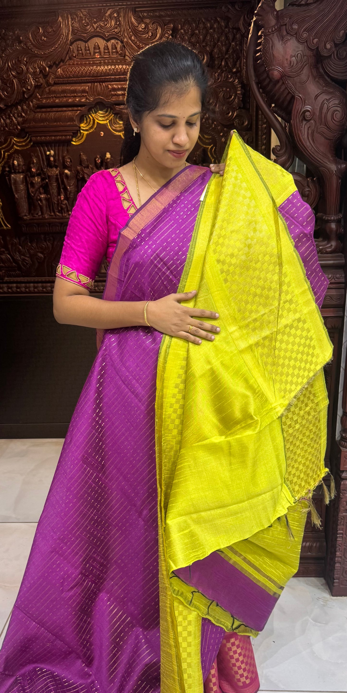 Semi Raw Silk Sarees with Checks Border 1905| DSAD029