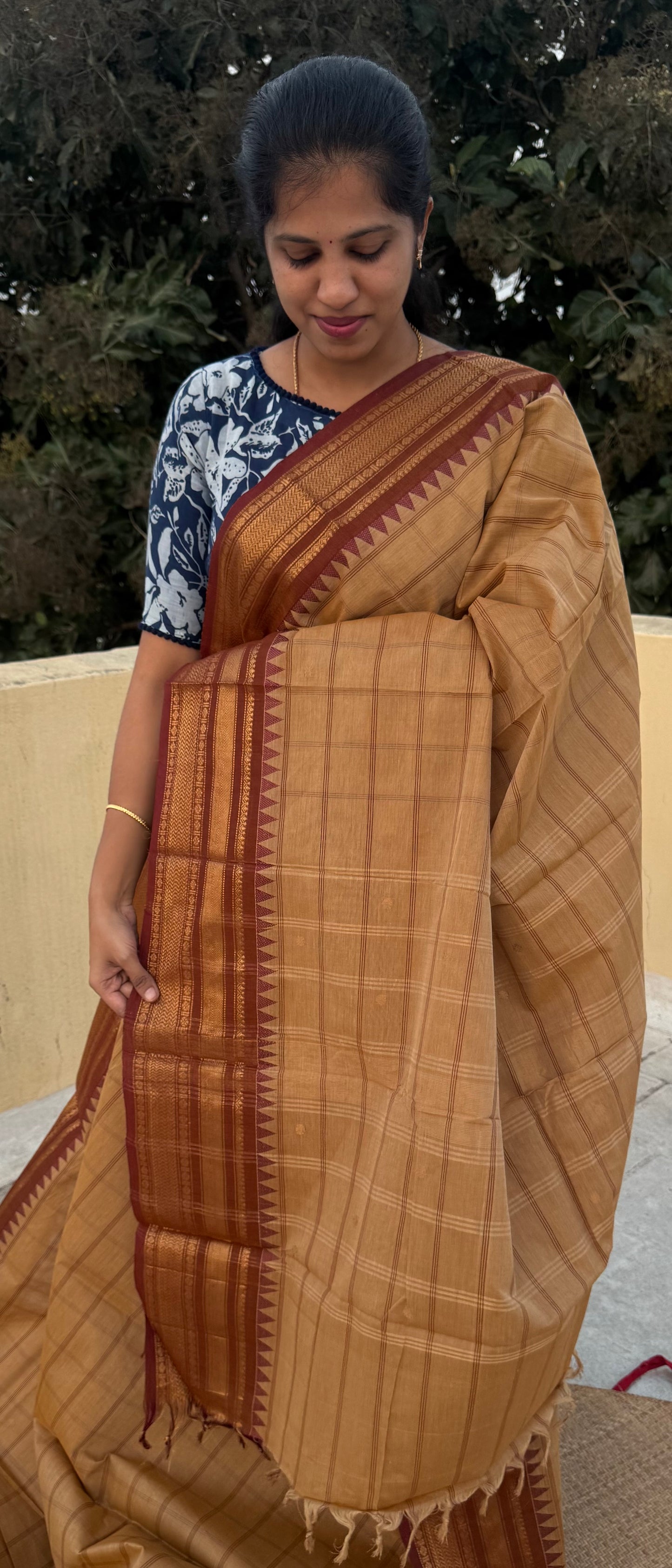 Handloom Kanchi Cotton Saree with Kattam Butta| DSAF003