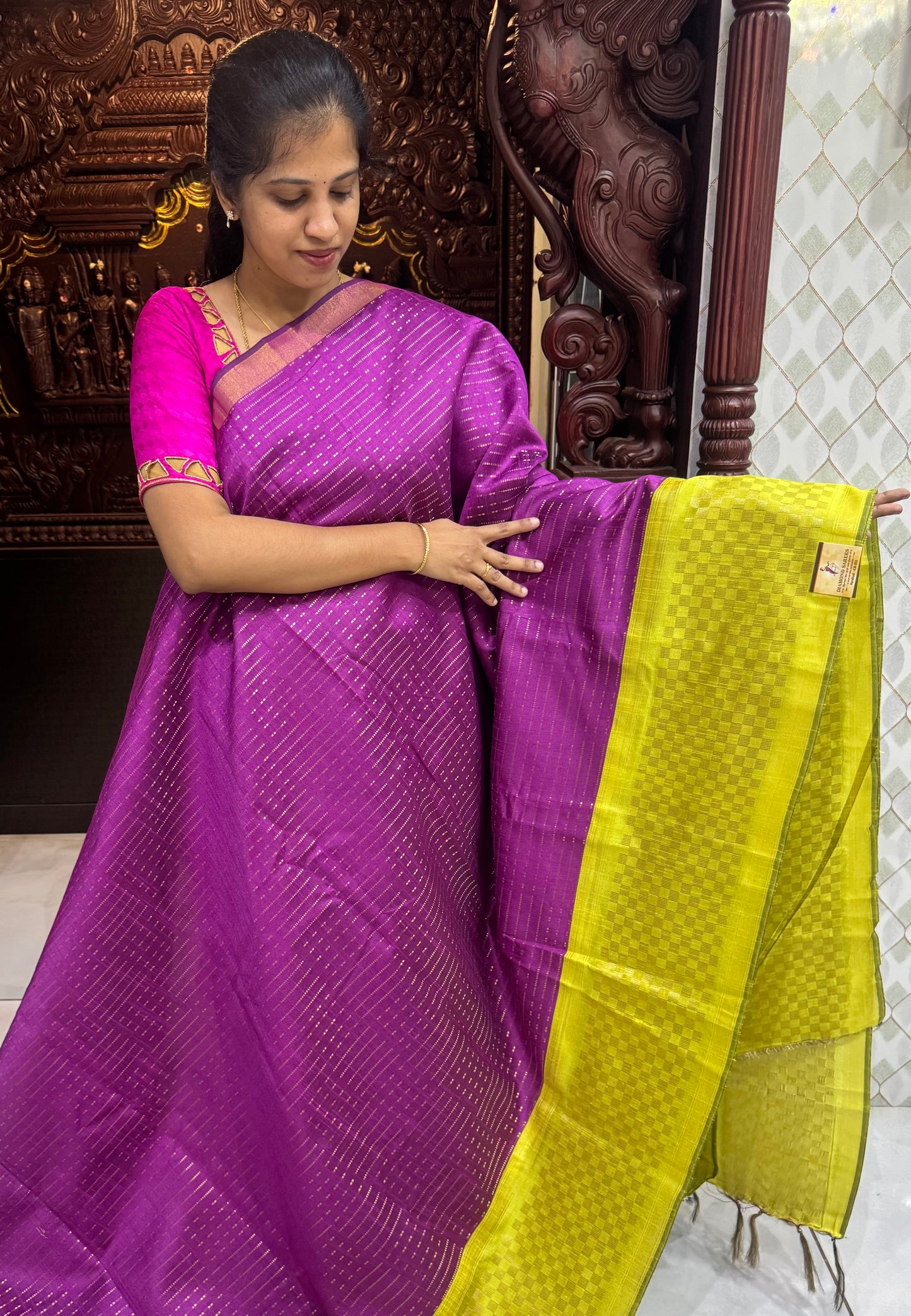 Semi Raw Silk Sarees with Checks Border 1905| DSAD029